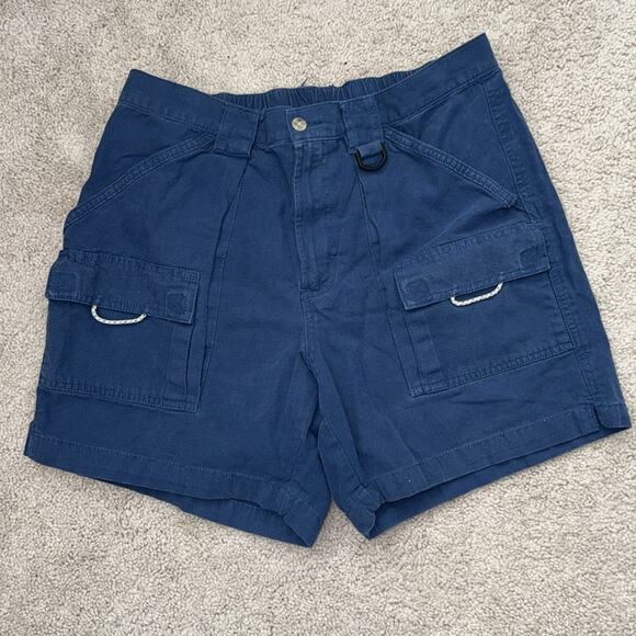 Columbia PFG Blue Flat Front Cotton Cargo Fishing Shorts Men's Medium - Picture 2 of 10